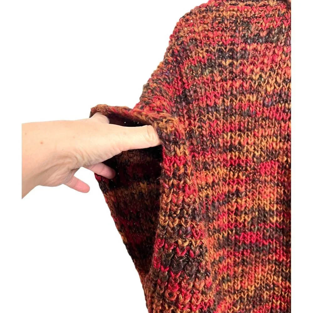 Anthropologie Elsamanda Wool blend chunky poncho sweater 90s fall‎ preppy sz OS - Picture 6 of 7